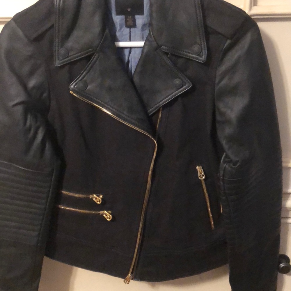 True Religion Black Leather Moto Jacket